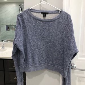 cropped navy sweater